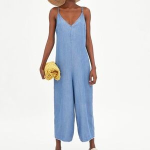 Zara TRF Blue Denim Jumpsuit